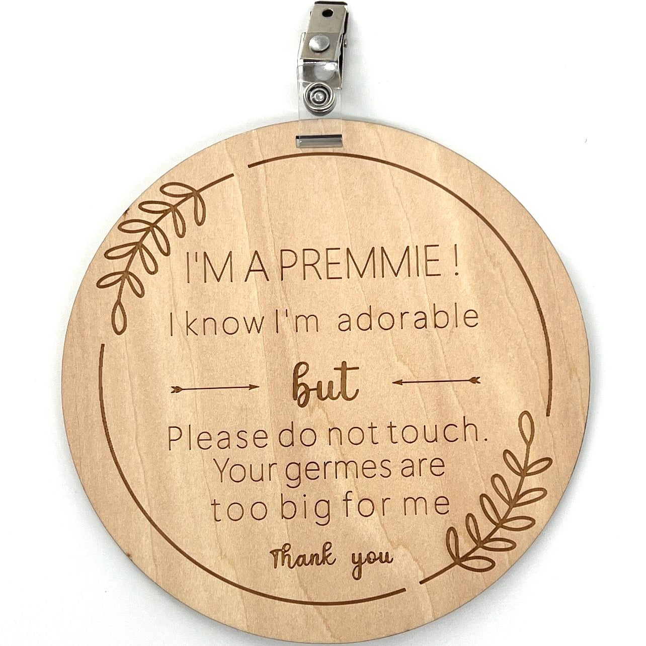 wooden preemie pram tag